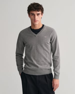 GANT Mens Classic Cotton V-Neck Jumper