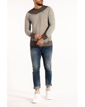 Takeshy Kurosawa Pullover Tintura Shibori Herr Grå