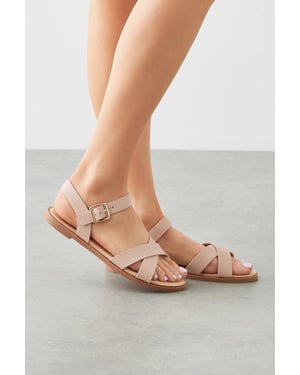 Wide Fit Florence Cross Strap Flat Sandals