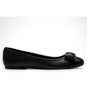Windsor Smith Zwarte Leren Platte Schoenen Met Strik - Bunny