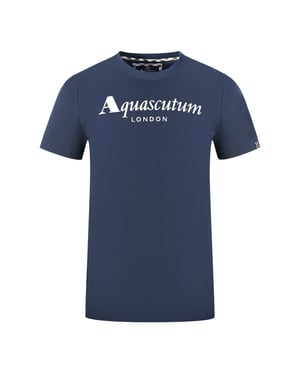 Aquascutum London Brand Logo Navy Blue T-Shirt