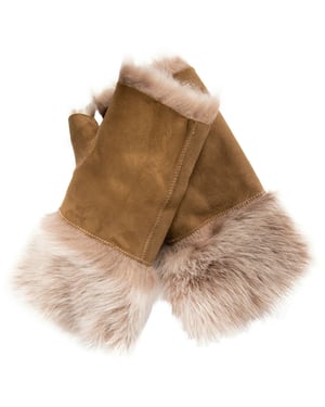 Kvinnors Shearling Tumhandskar Fingervantar Med Manschetter Toscana Mocka Fårskinn Päls