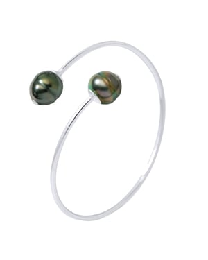 DIADEMA - Bracelet - You & Me - Silver - 2 Real Tahitian Pearls
