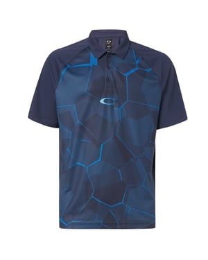 Oakley Mouw Kraag Heren Blauw Navy Spiegel Golf Grafisch Polo Shirt 434430 6FB