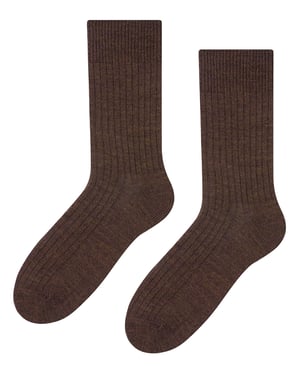 Mens Alpaca Wool Socks for Winter | Steven | Knitted Crew Boot Socks - Brown