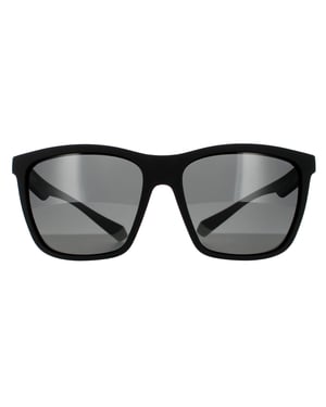 Polaroid Rectangle Mens Black Grey Grey Polarized Sunglasses