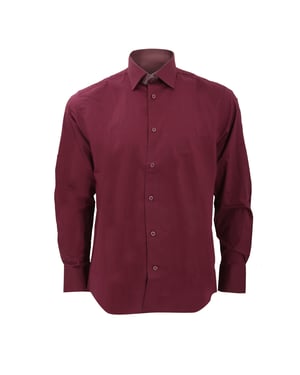 Russell Collection Mens Long Sleeve Easy Care Fitted Shirt (Port)