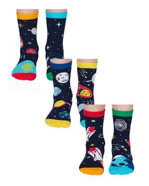 UNITED ODD SOCKS - 6 Paar Jongens Ruimte Katoenen Odd Sokken in Geschenkdoos - Ruimte