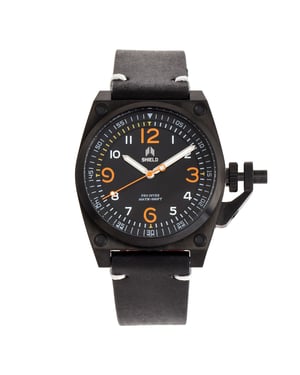 Shield Pascal Leather-Band Men's Diver Watch