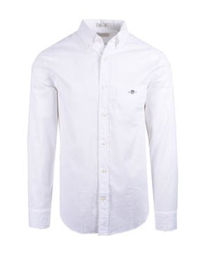 Gant Reg Cotton Linen Long Sleeve Shirt White