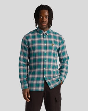 Lyle & Scott Men's Check Flannel Shirt in Green