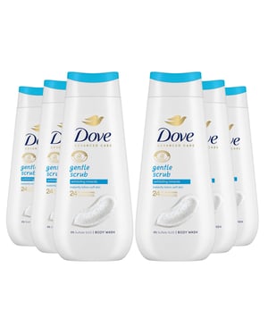 Dove Advanced Care Body Wash Gentle Scrub 24H Renewing Micromoisture 225ml, 6pk
