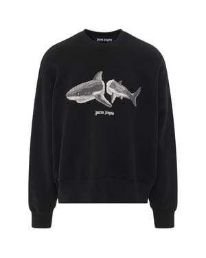 Palm Angels Split Shark Logo Black Sweatshirt