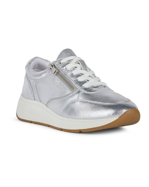 Geox D Cristael E Faux Leather Women's Silver Trainers