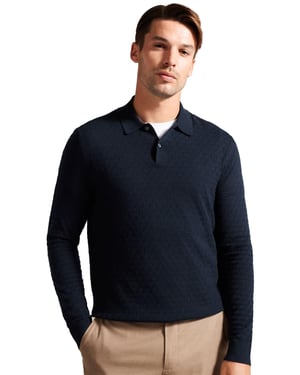 Ted Baker gebreid heren poloshirt met lange mouwen - Morar