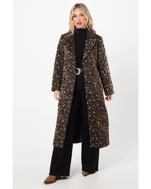 Petite Animal Wool Midi Coat