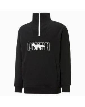Puma x Maison Kitsune Long Sleeve Mens Half Zip Black Sweatshirt 532322 01