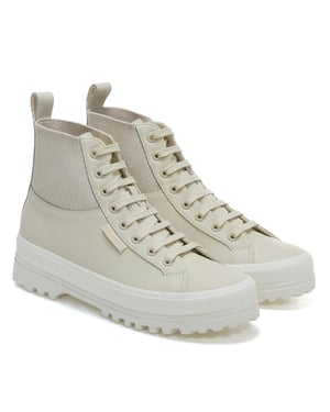 Superga Womens/Ladies 2644 Alpina Knitted Nappa Leather High Tops (Light Beige Eggshell/Avorio)