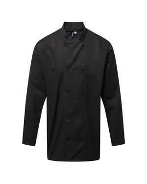 Premier Heren Coolchecker Chef Jacket met lange mouwen (Zwart)