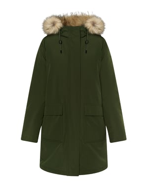 Dreimaster Winterparka met imitatiebont Dames donkergroen