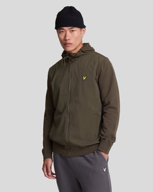 Lyle & Scott Hybrid Zip-Up Olive Green Hoodie