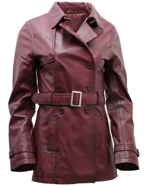 Halflange lederen trenchcoat voor dames - Oakham