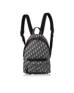 Vintage Dior Oblique Canvas Backpack Blue