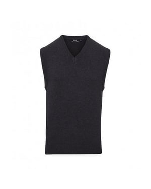 Premier Mens Sleeveless Cotton Acrylic V Neck Sweater (Charcoal)