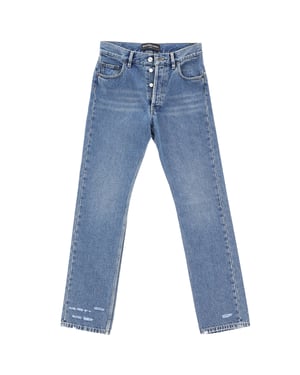 Balenciaga Slim Fit Versleten Jeans in Blauw Katoen