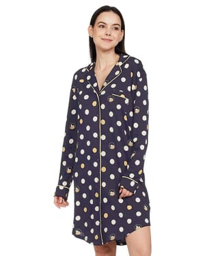 Marks and Spencer Womens Nachthemd van puur katoen in marine