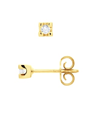 Oorbellen Diamond Solitaire 0060 Cts Geel Goud 18 Karaat