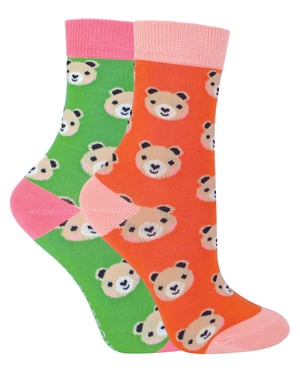 Miss Sparrow - 2 Pack Girls Bamboo Animal Patterned Socks - Bears