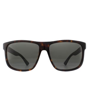 Gucci Rectangle Mens Havana and Grey Grey Polarized Sunglasses