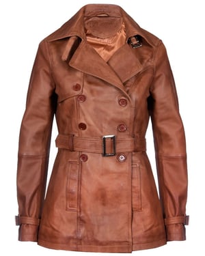 Halflange lederen trenchcoat voor dames - Oakham