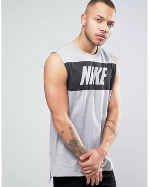 Nike Mens Retro Logo Vest In Grey
