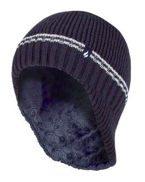Heat Holders - Boys Patrol Ribbed Bobble Pom Pom Mössa för vintern - Marin