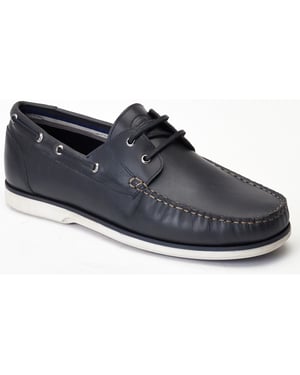 Base London Stern Leer Heren Navy Bootschoenen