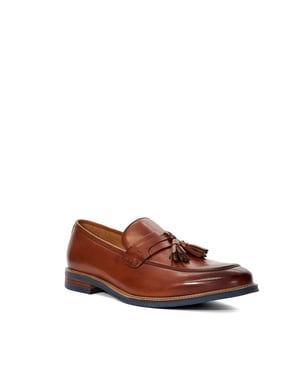 Dune Mens Simley - Leather Contrast Sole Tassel Loafers