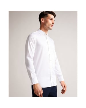 Ted Baker Bellow slim overhemd met lange mouwen en stretch voor heren, wit