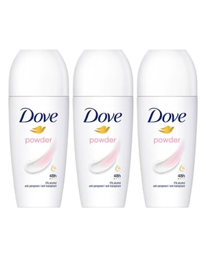 Dove Powder Roll On Anti-Perspirant up to 48H Sweat & Odour Protection, 3x50ml