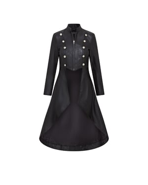 Gothic Edwardiaanse leren damesjas met volledige lengte - Atlanta