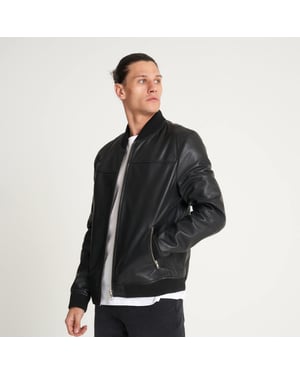 Barneys Originals Fine-Milled Leather Bomber Jacket