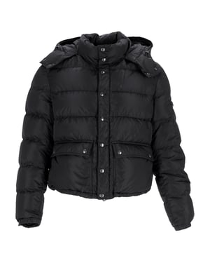 Prada Sport Gevoerde Donsjack met Kap in Zwarte Nylon