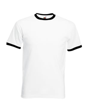 Fruit Of The Loom Mens Ringer Short Sleeve T-Shirt (White/Black)