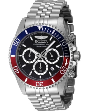 Invicta Pro Diver 48117 Heren Horloge - Quartz Uurwerk - Roestvrij Staal met zwarte Wijzerplaat - 43mm