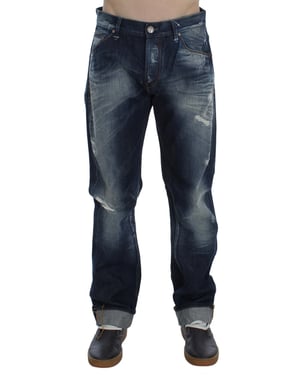 Acht Men's Blue Wash Cotton Denim Regular Fit Jeans