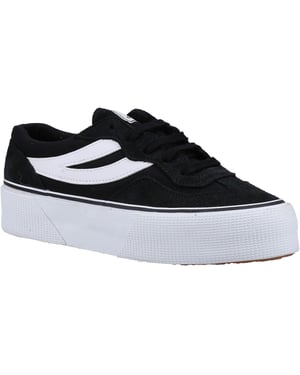 Superga 3041 Revolley Colorblock Platform Leer Dames Zwart/Wit Trainers