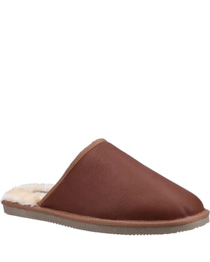 Hush Puppies Mens Coady Leather Slippers (Tan)
