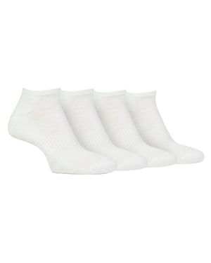 Mens Cushioned Trainer Socks | Jeep | 4 Pack Breathable Cushioned Low Cut Socks - White