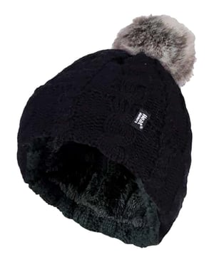 Heat Holders - Thermische pomponhoed voor dames - Zwart